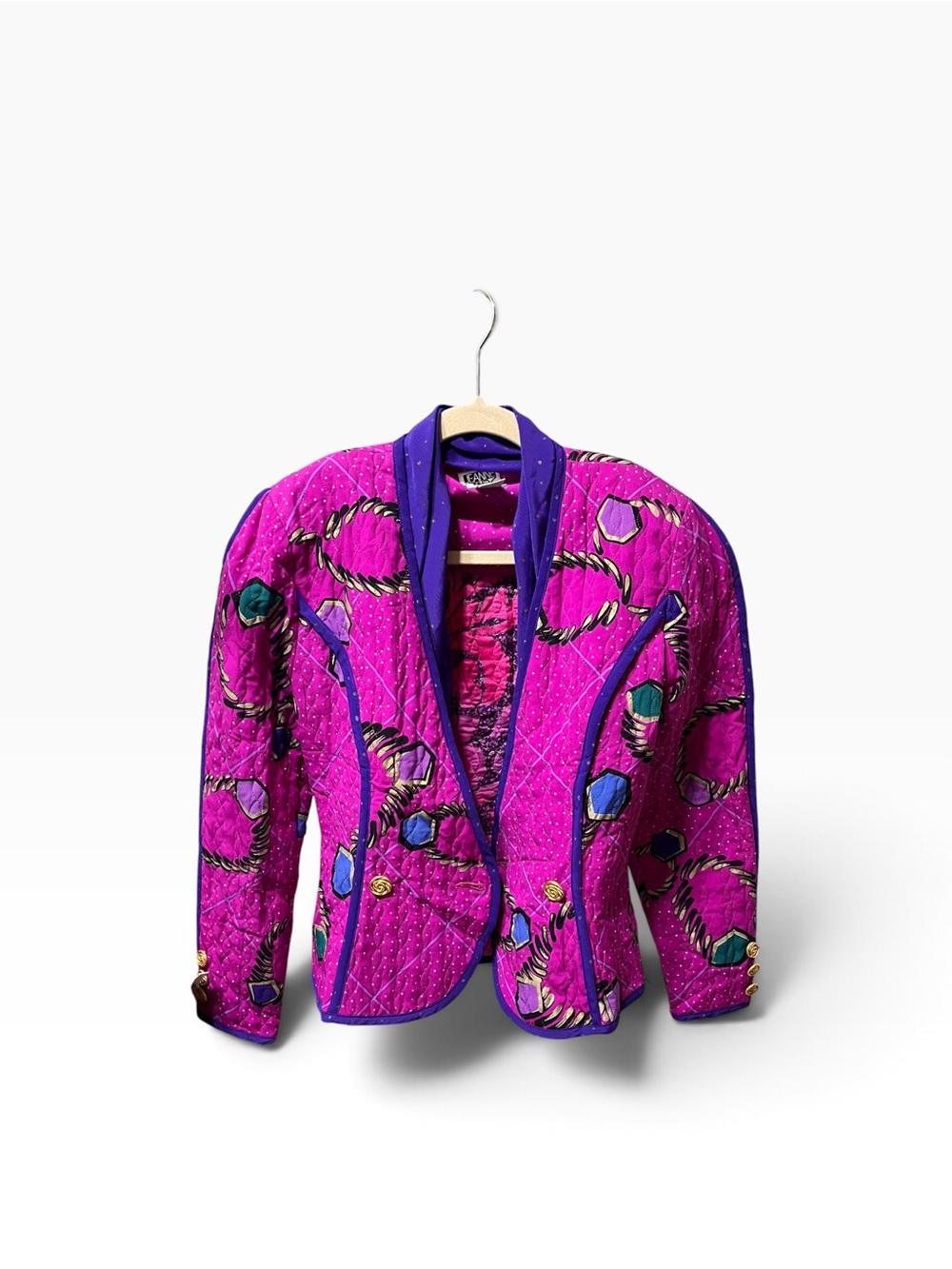 Vintage 80s Jeanne Marc for Montaldo's Quilted Silk Jacket Art to Wear Petite 2
